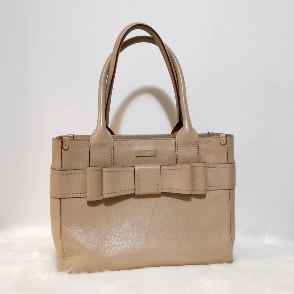 Authentic Kate spade beige taupe tote satchel shoulder side bag purse